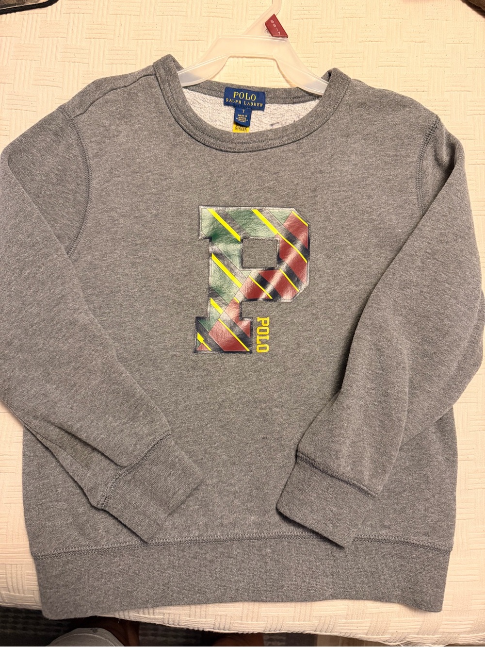 Polo by Ralph Lauren Gray Sweatshirt with Striped 'P' Graphic